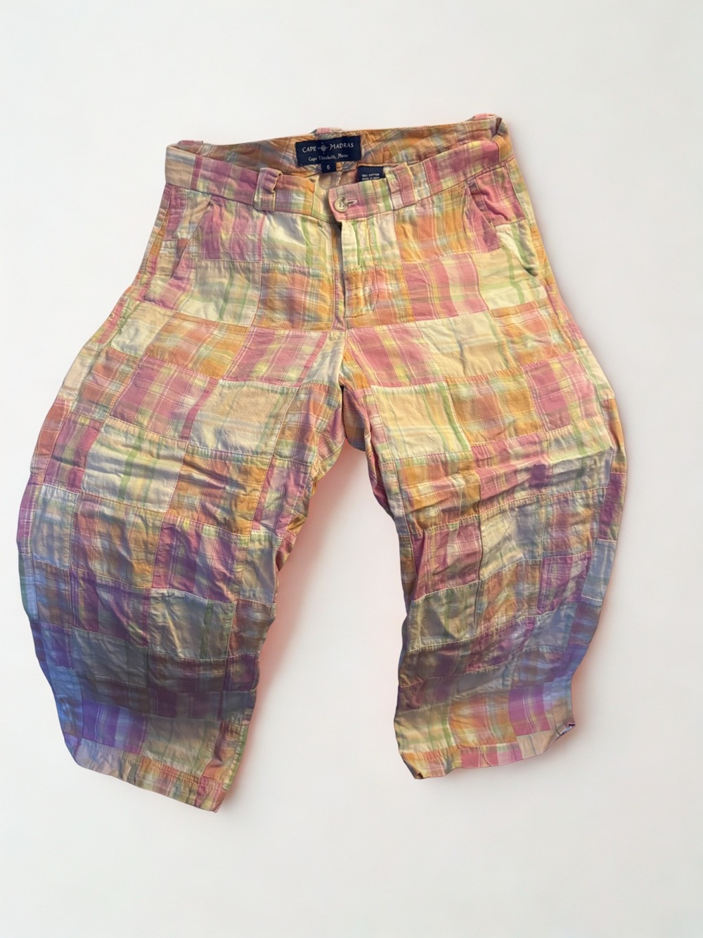 Cape Madras Multicolor Plaid Capris - Pastel Rainbow
